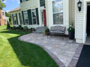 gray stone paver patio walkway